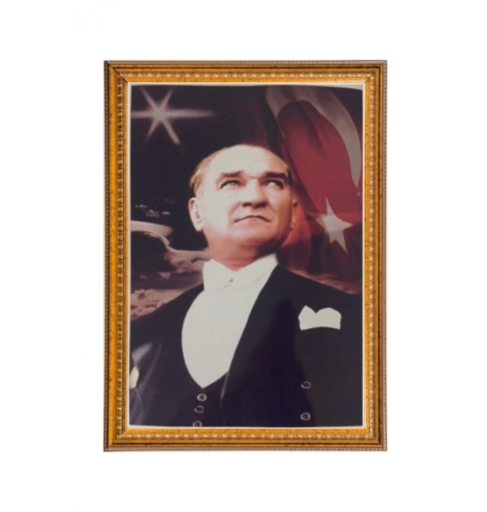 İnter 50X70 Varaklı Çerçeve Duvara Monte Atatürk Portresi Kod:Int-022