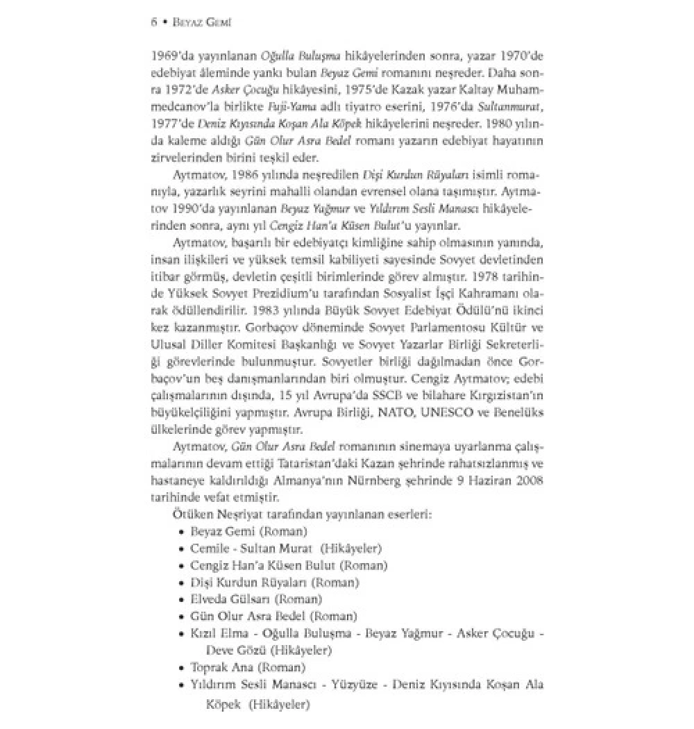 Beyaz Gemi Cengiz Aytmatov Ötüken