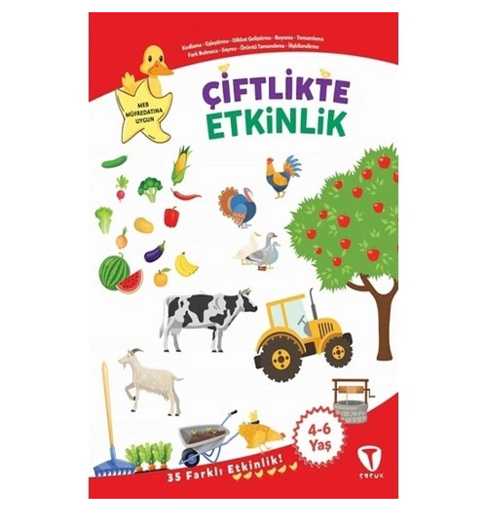 Çiftlikte 35 Etkinlik 4-6 Yaş Kodlama Dikkat Geliştirme Örüntü Turkuvaz