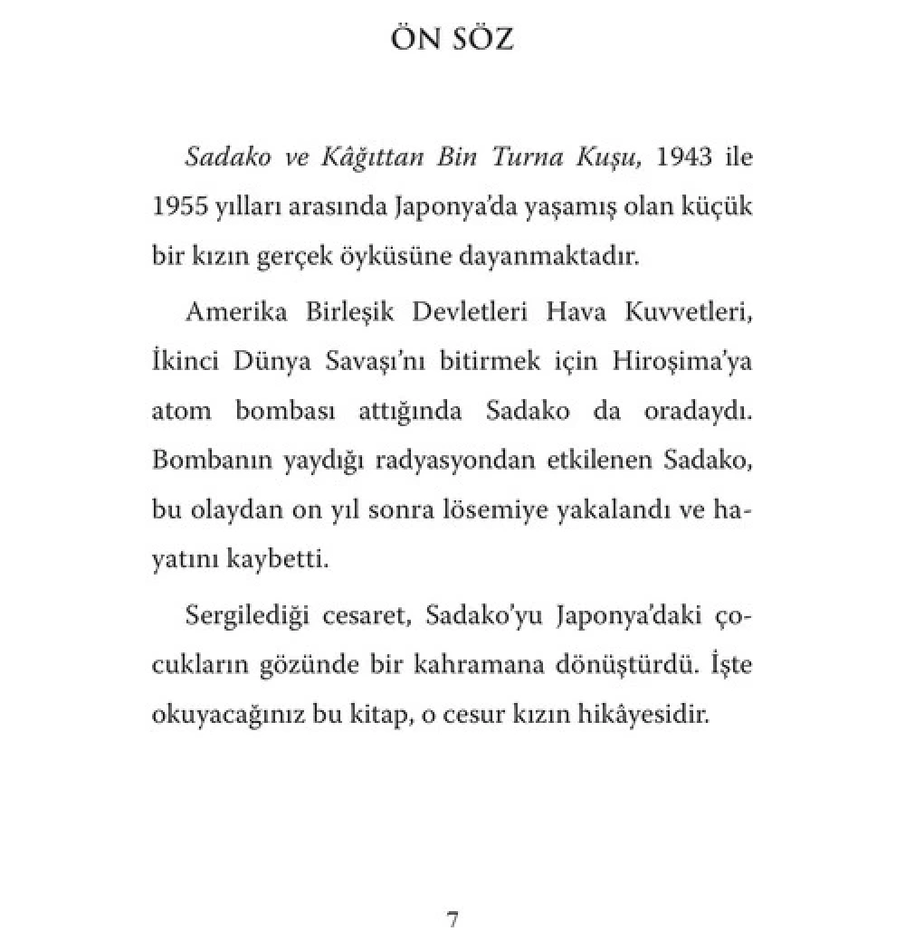 Sadako Ve Kağıttan Bin Turna Kuşu Elenor Coerr Beyaz Balina