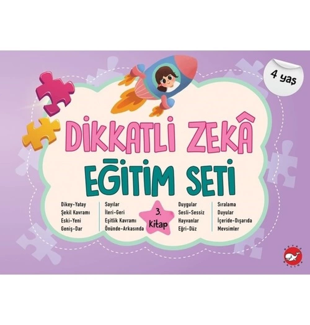 Dikkatli Zeka Eğitim Seti 4 Yaş 3.Kitap Beyaz Balina
