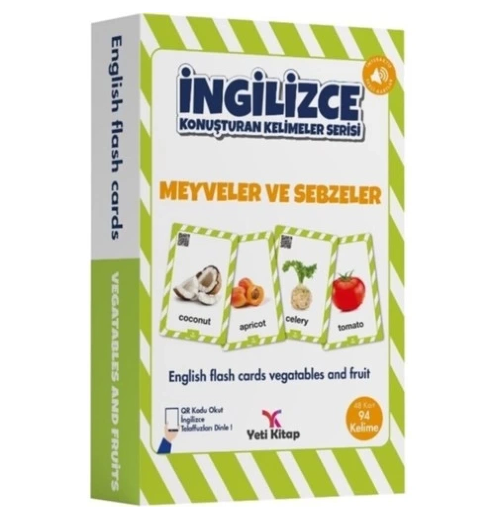 İngilizce Meyveler Sebzeler Kelime Kartları Yeti Kitap
