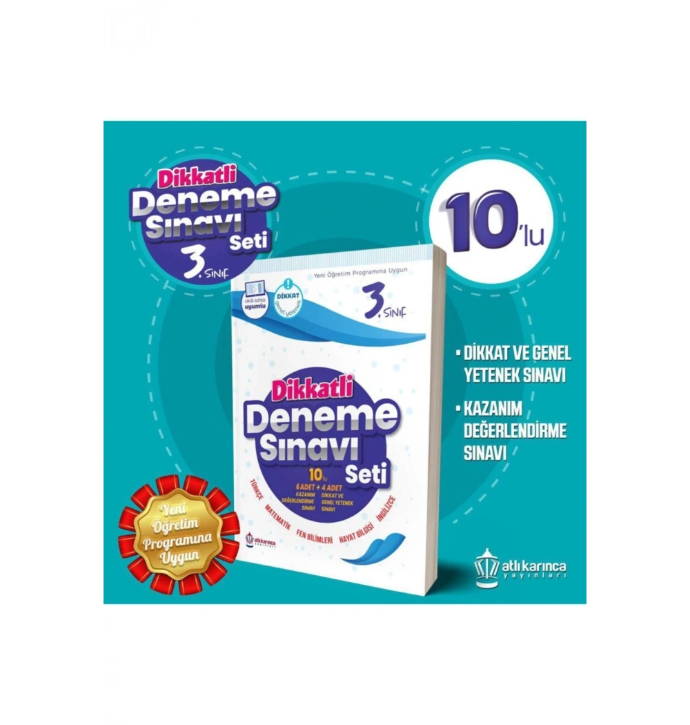 3.Sınıf Dikkatli 10 Deneme Sınavı Seti Atlıkarınca
