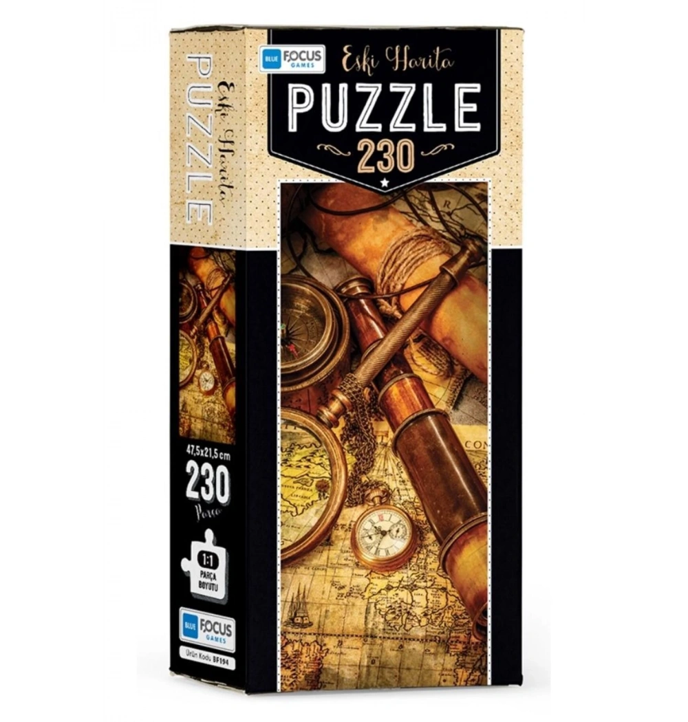 Blue Focus Kutulu 230 Parça Puzzle Eski Harita Mavi Lale