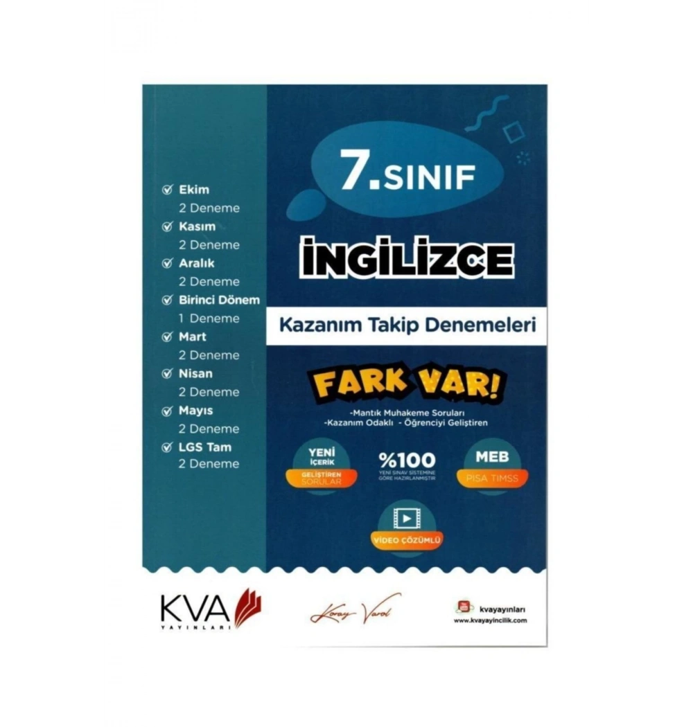 Kva 7.Sınıf İngilizce Kazanım Takip Denemeleri Koray Varol Akademi
