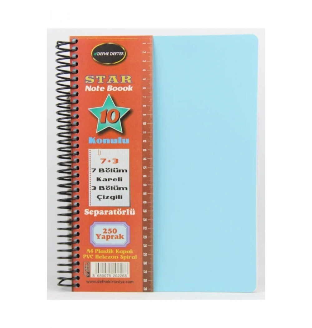 Defne Star 7+3 Ayraçlı 10 Konulu 250 Yaprak Defter Dfn-2268