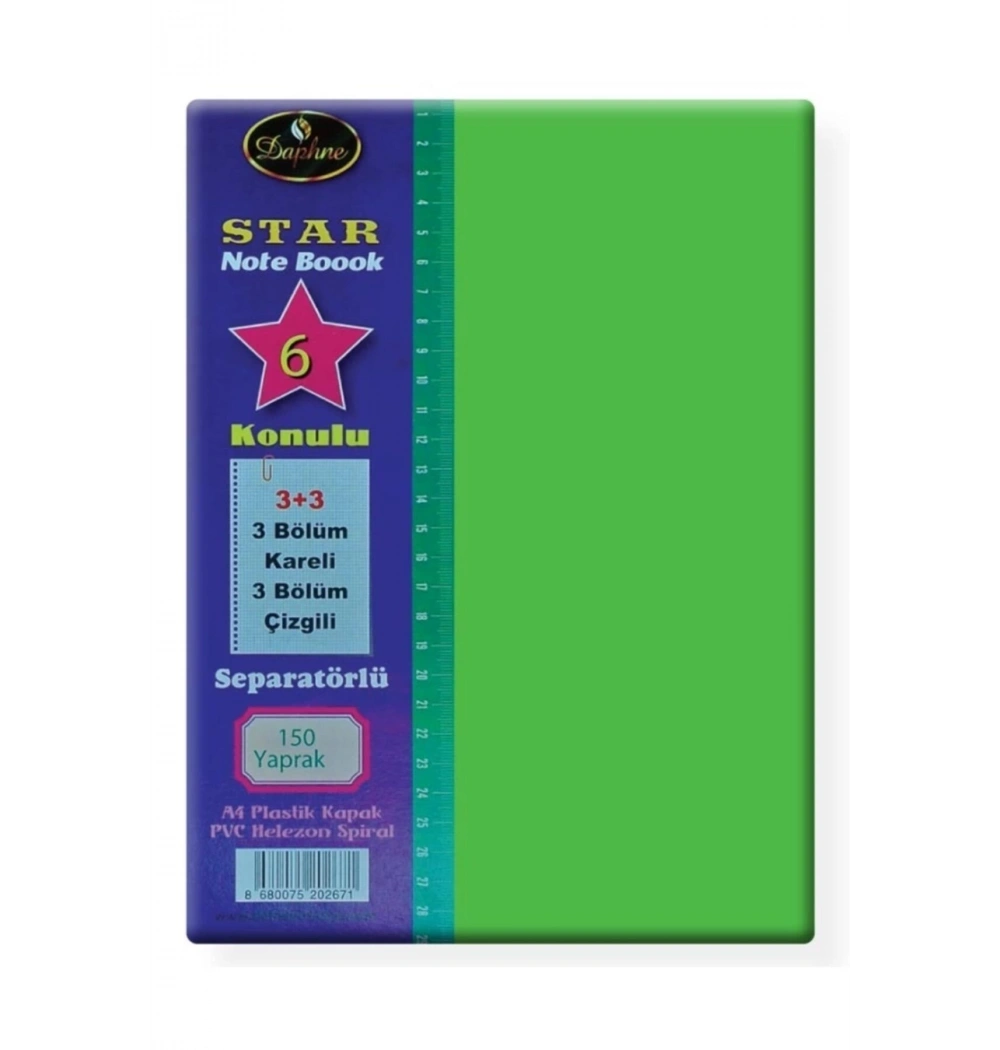 Defne Star 4+2 Ayraçlı 6 Konulu 150 Yaprak Defter Dfn-2688