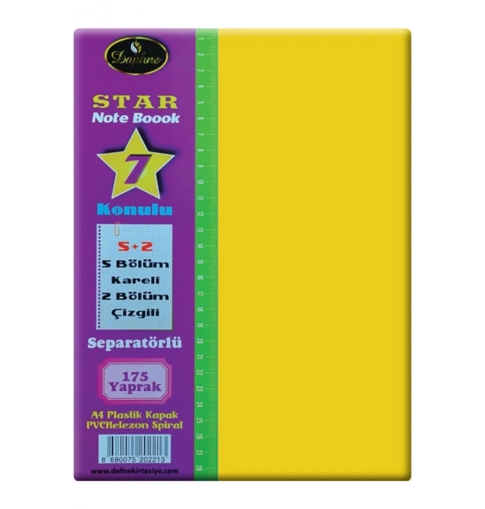 Defne Star 4+2 Ayraçlı 6 Konulu 150 Yaprak Defter Dfn-2688