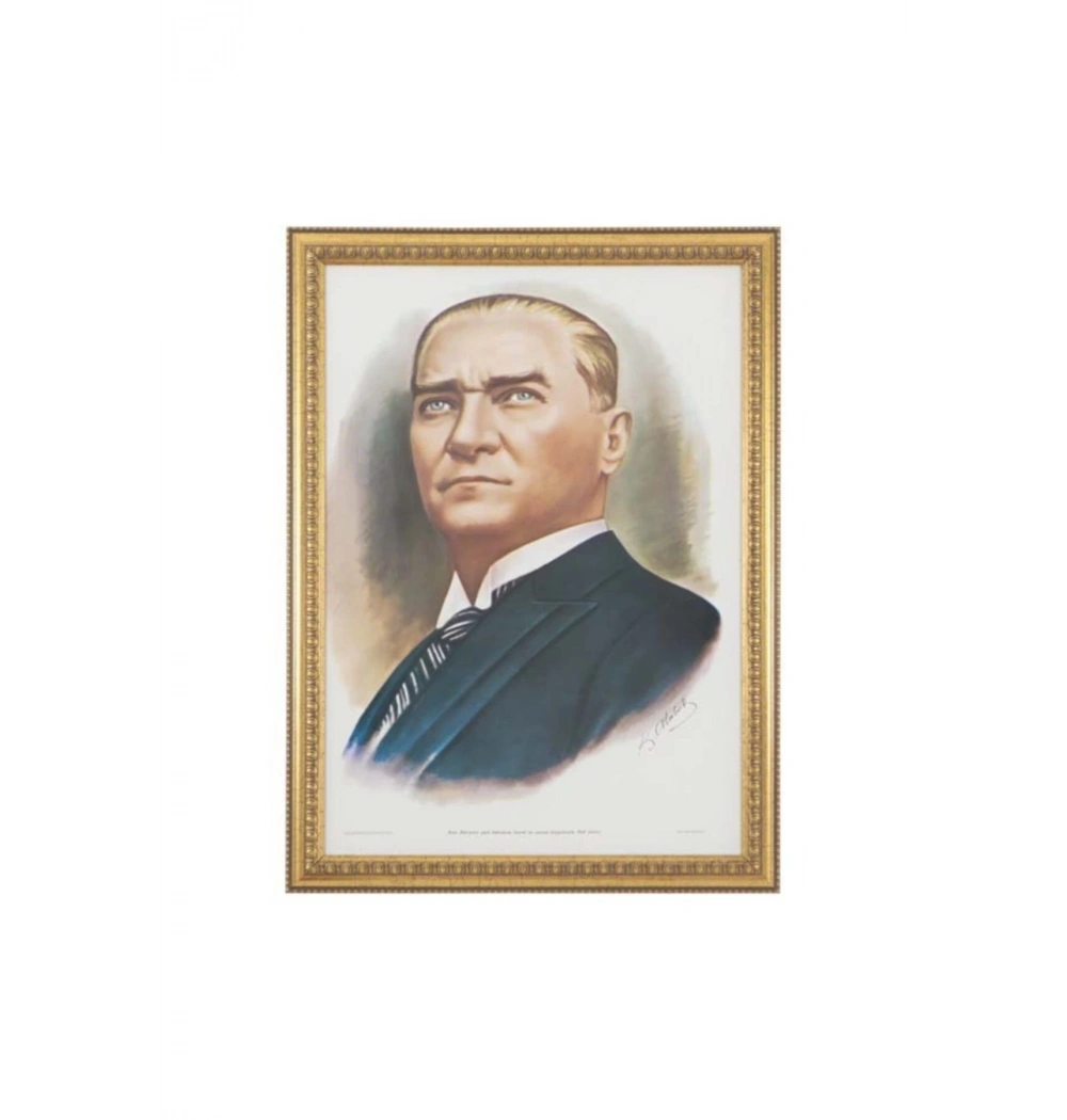 İnter 50X70 Varaklı Çerçeve Duvara Monte Atatürk Portresi Kod:Int-030