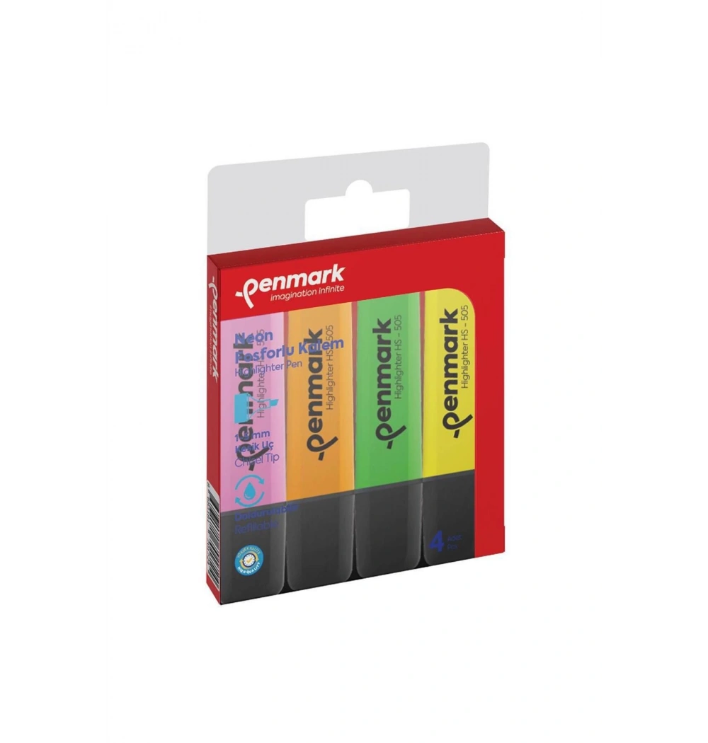 Penmark 4 Lü Neon Fosforlu Kalem Hs-505 4n