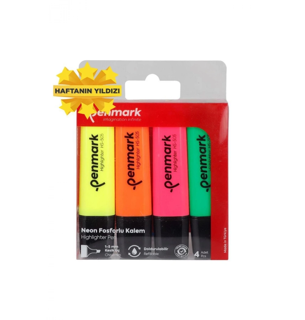 Penmark 4 Lü Neon Fosforlu Kalem Hs-505 4n