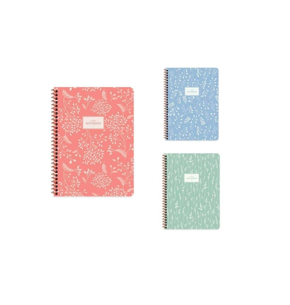 Keskin Color 16,5*22,5 80 Yp Çizgili Karton Kapak Spiralli Flora Defter Kod:384941-99-01