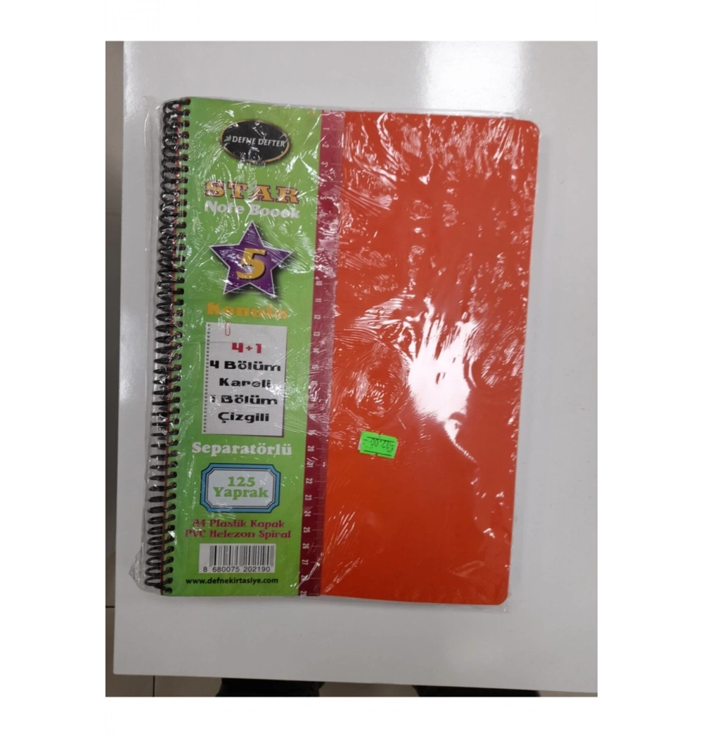 Defne Star 4+1 Ayraçlı 5 Konulu 125 Yaprak Defter Dfn-2190