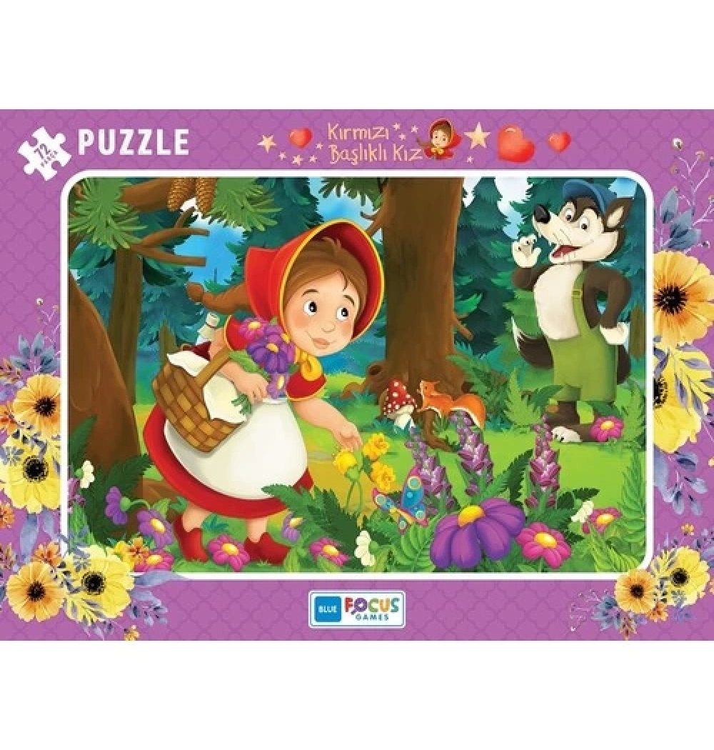 Blue Focus 72 Parça Puzzle Kırmızı Baslıklı Kız Mavi Lale