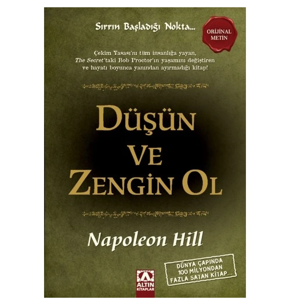 Düşün Ve Zengi̇N Ol Napoleon Hi̇Ll Altın Ki̇Taplar