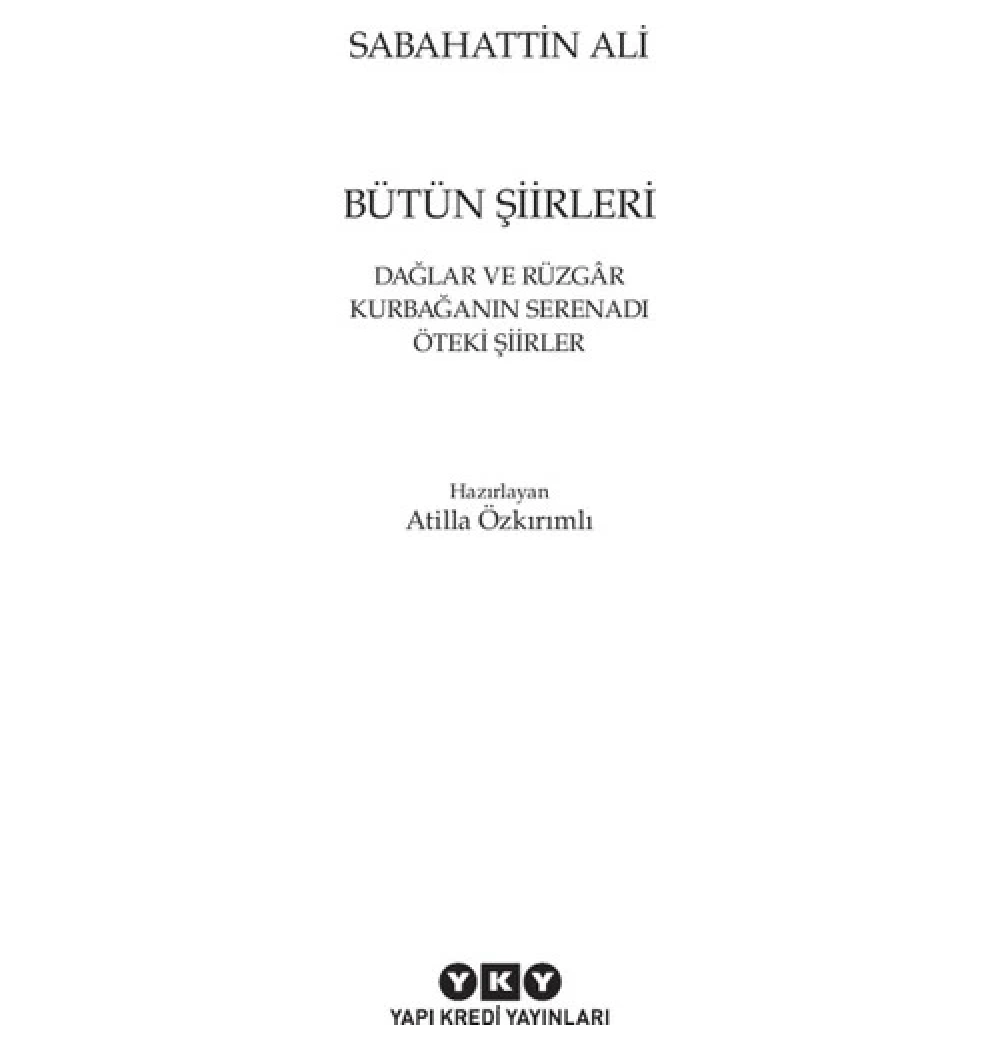 Bütün Şiirleri  Sabahattin Ali Yapı Kredi