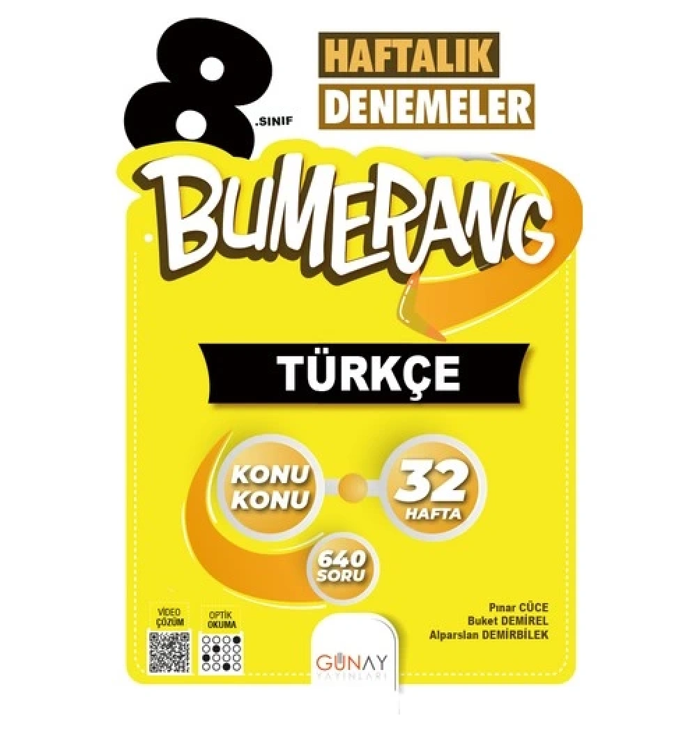 Günay 8.Sınıf Türkçe 32 Haftalık Denemeler Bumerang