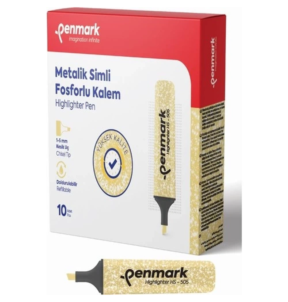 Penmark Fosforlu Kalem Metalik Simli Gold Hs-505