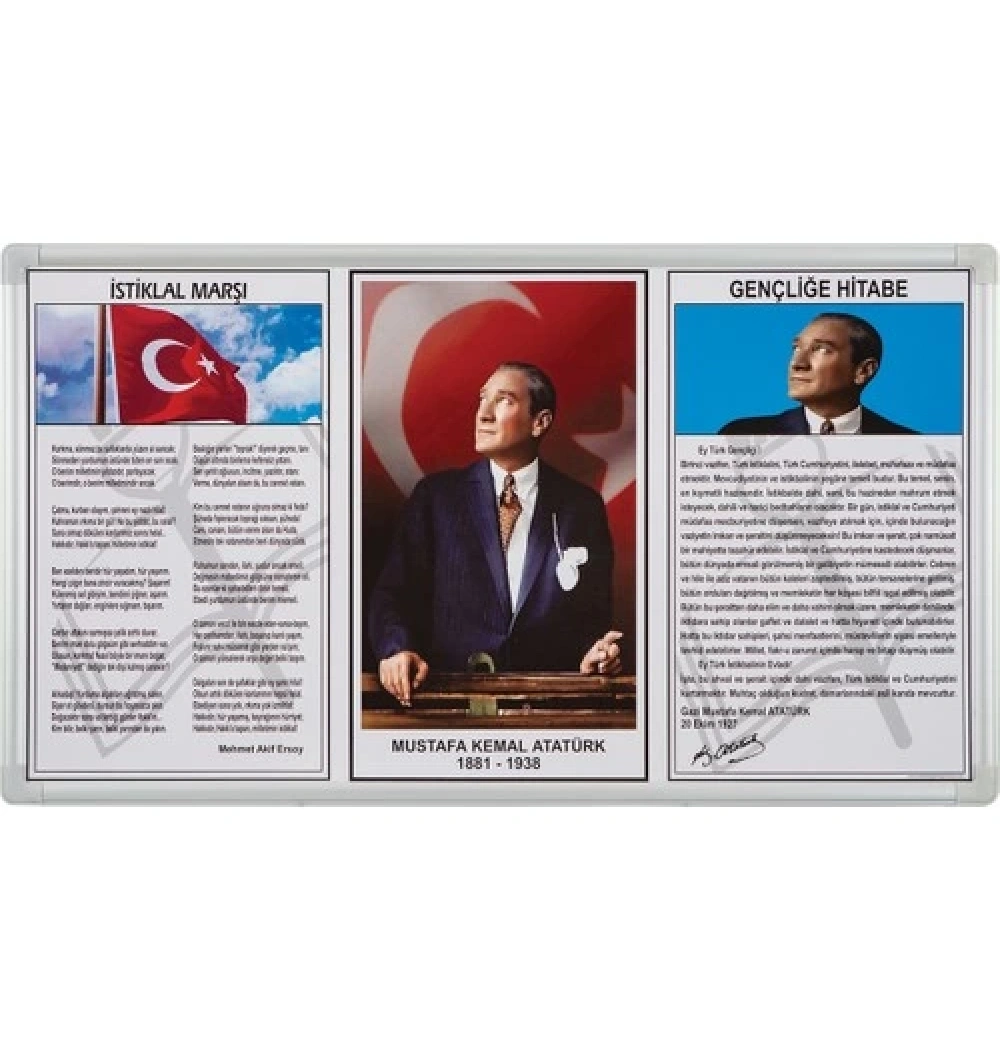 İnter 50X90 Alüminyum Çerçeve Duvara Monte Atatürk Köşesi Kod:Int-750-5