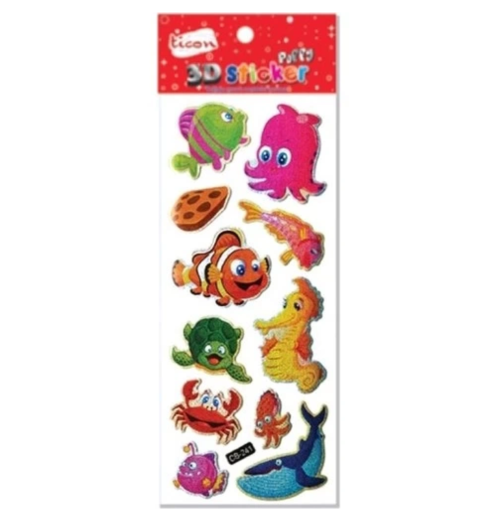 Ticon 3D-33 Puffy Sticker Su Hayvanı Kod:236177