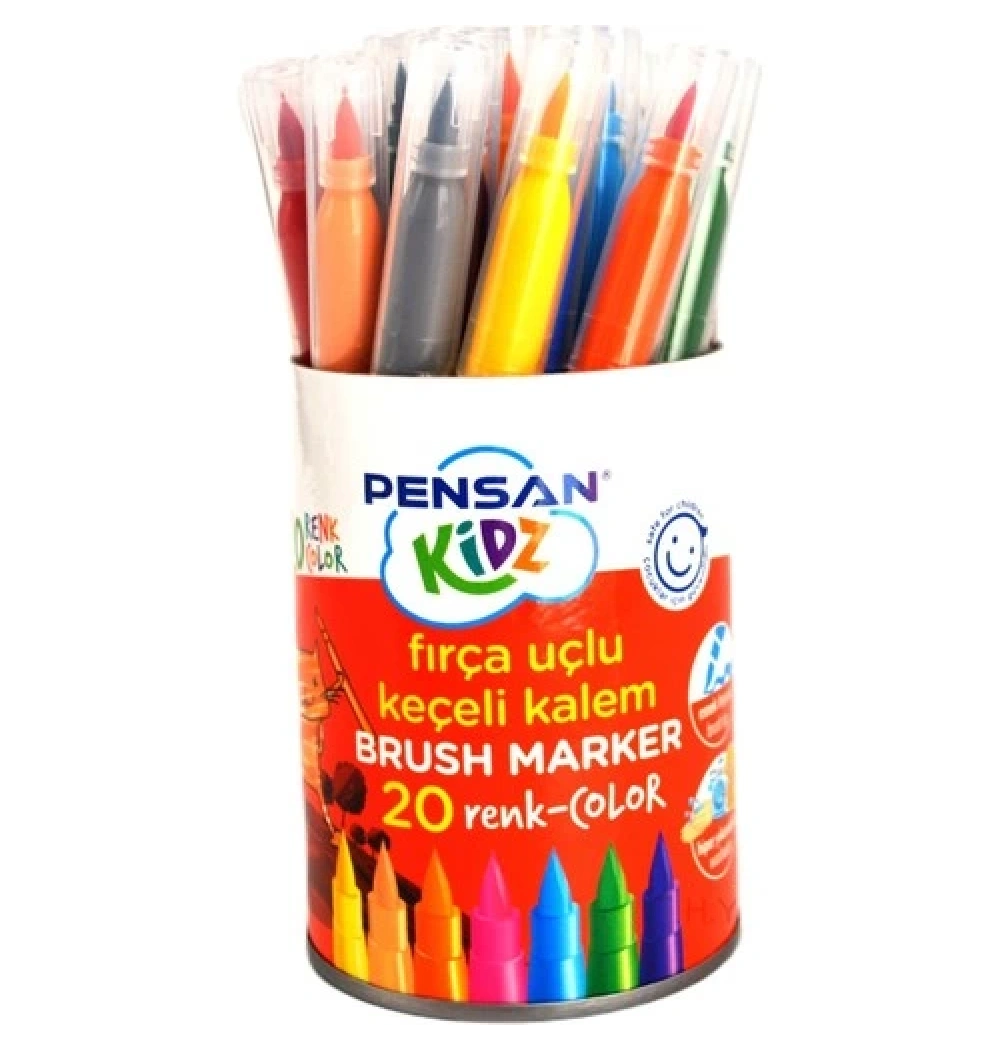Pensan Kidz 20 Renk Firça Uçlu Keçeli Kalem pe4000kç