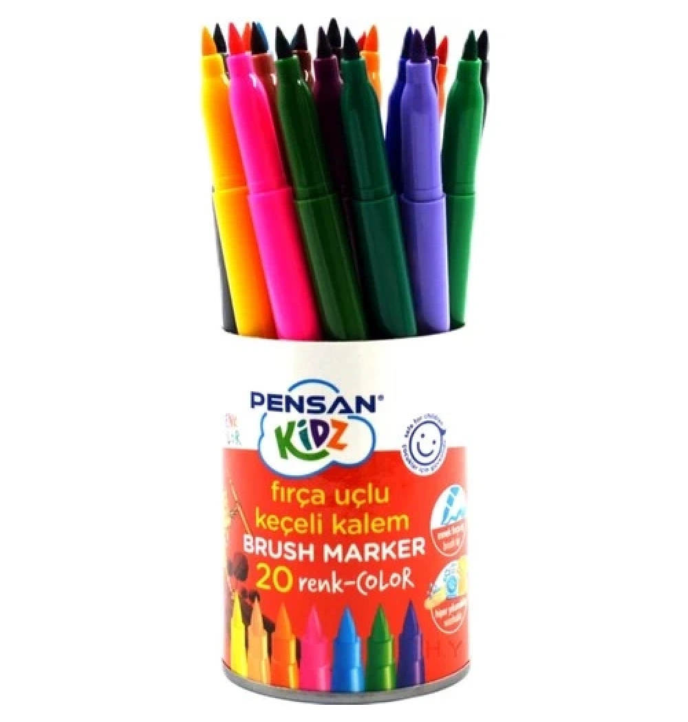 Pensan Kidz 20 Renk Firça Uçlu Keçeli Kalem pe4000kç