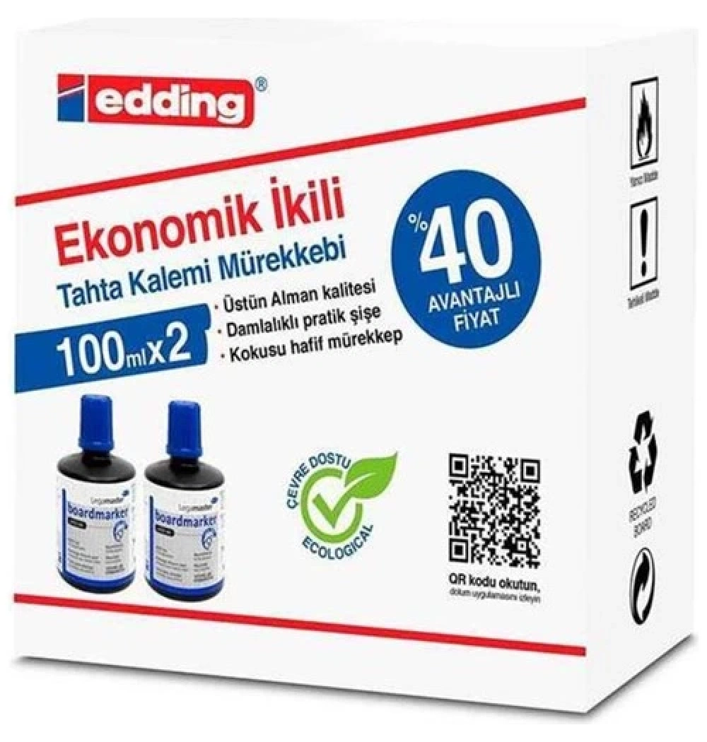 Eddıng Mürekkep 100 Ml Damlalıklı Dolum Mavi 2 Li