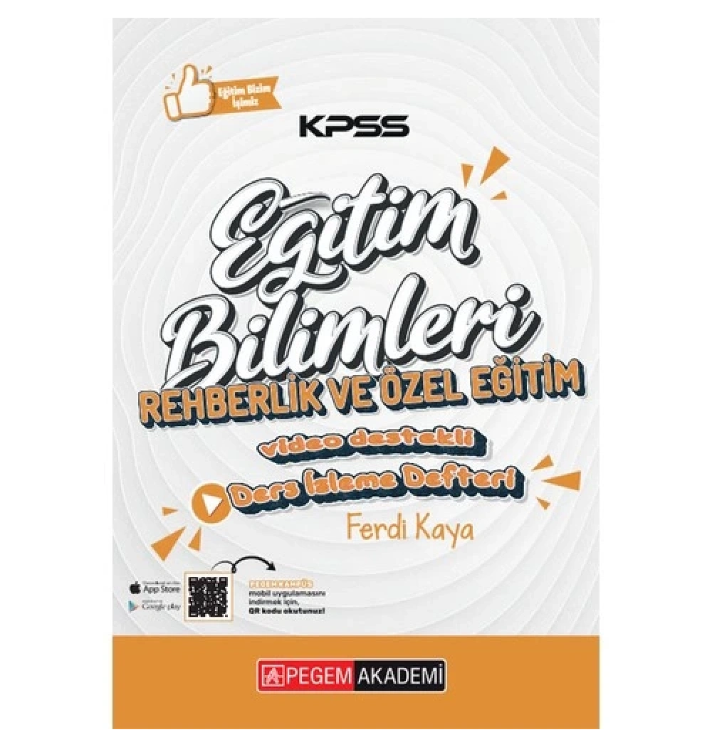 Pegem Kpss Eğitim Bilimleri Rehberlik Özel Eğitim Video Destekli Ders Izleme Defteri