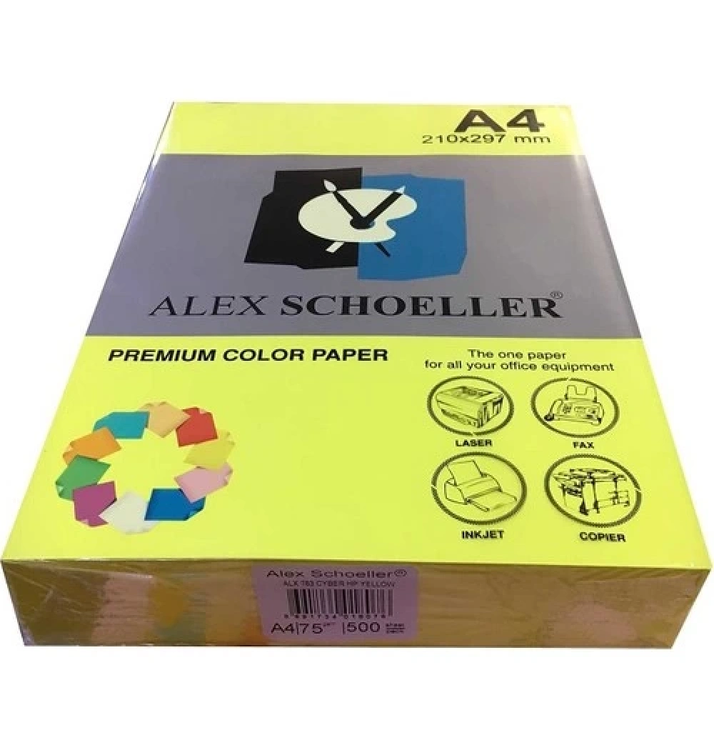 Alex Schoeller Renkli̇ Fotokopi̇ Kağidifosforlu 500 Lü A4 Sarı Alx-763