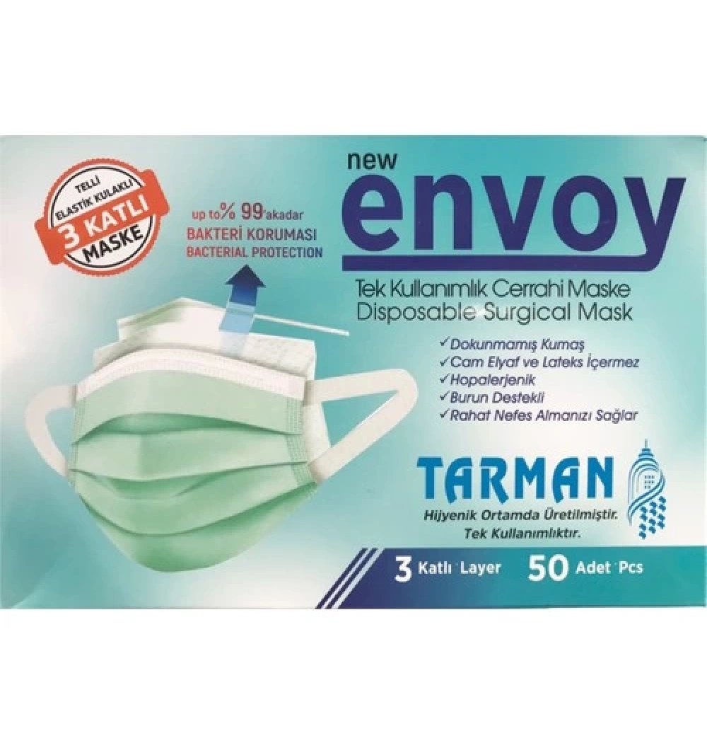Libertas Tıbbi Koruyucu Maske Elastik Kulaklı 3 Katlı Yeşil