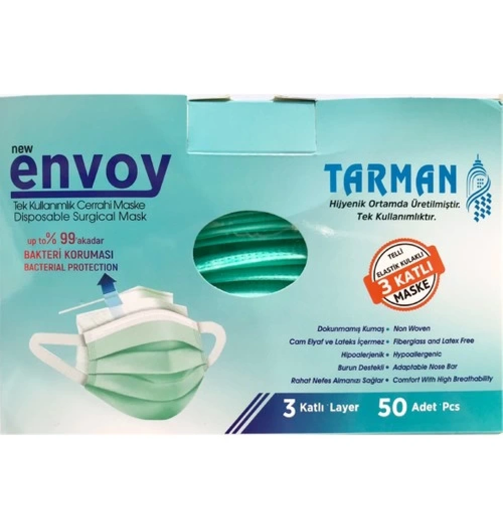 Libertas Tıbbi Koruyucu Maske Elastik Kulaklı 3 Katlı Yeşil