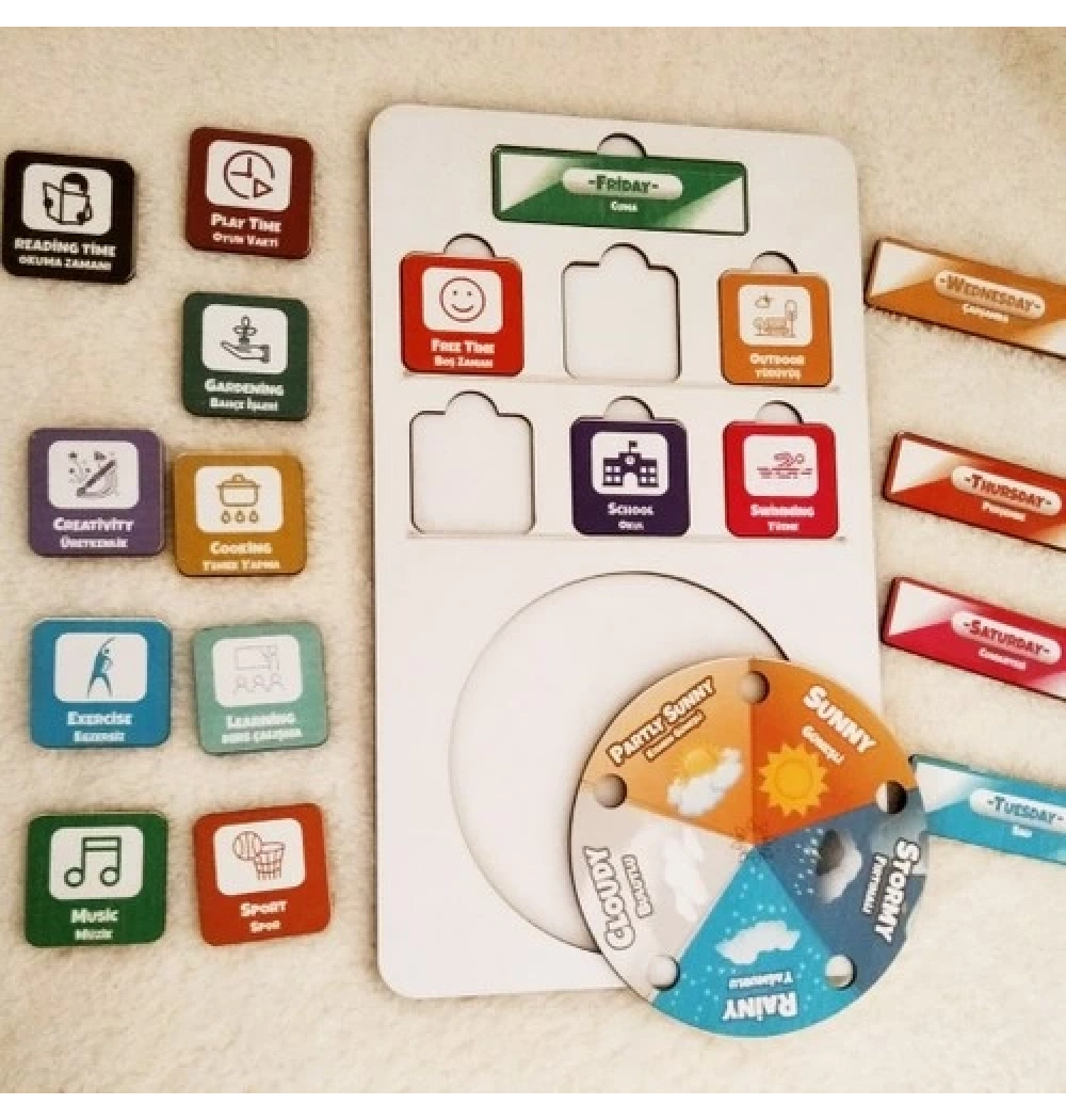 Günlük Planım Eğitime Yardımcı Boyanabilir Zeka Oyuncağı 4+ Yaş Ve Üzeri Moonbeavers