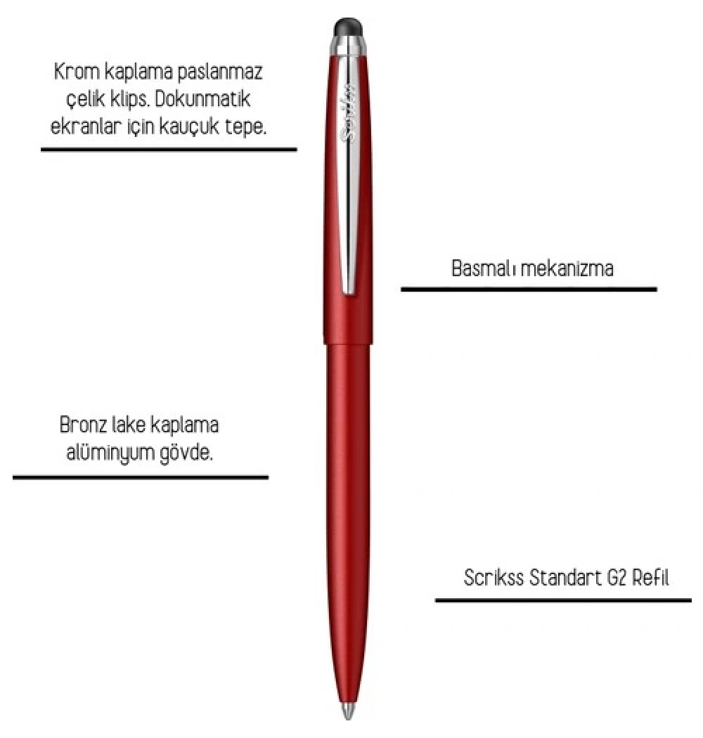 Scrikss F108 Kırmızı Tükenmezkalem