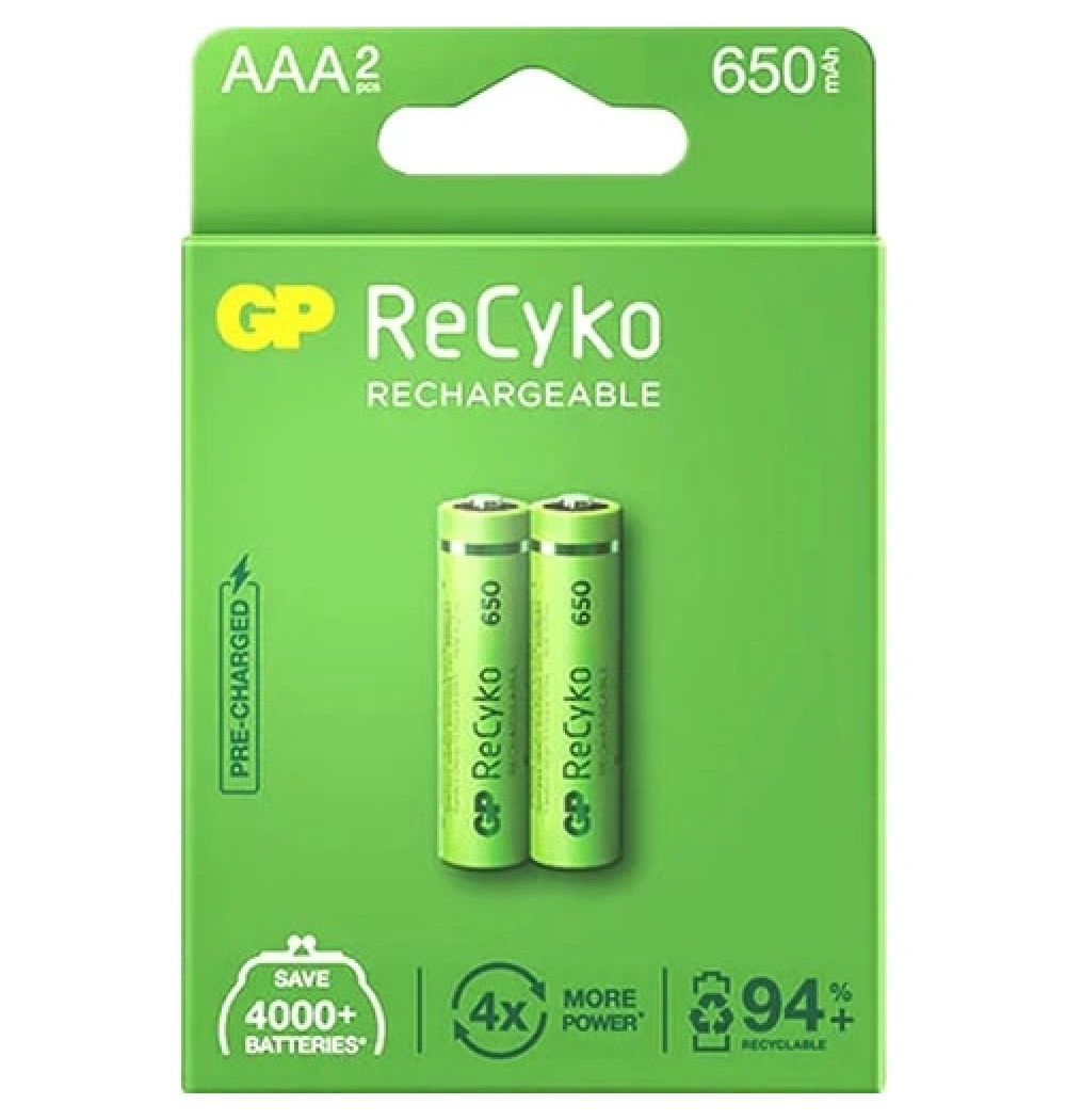Gp Recyko Şarjlı Pil Aaa 650 Mah 2 Li Kartela