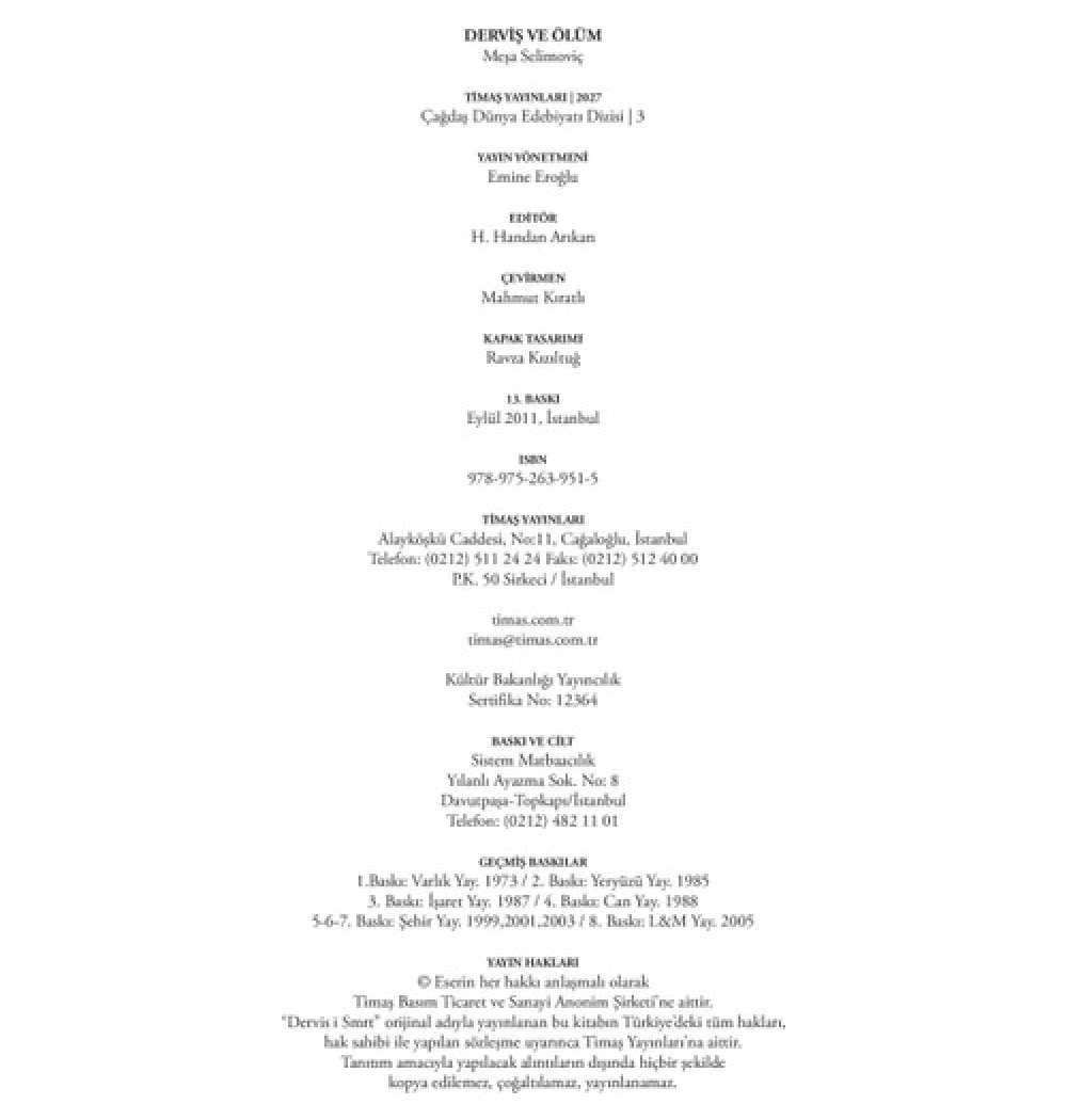 Derviş Ve Ölüm - Meşa Selimoviç - Timaş