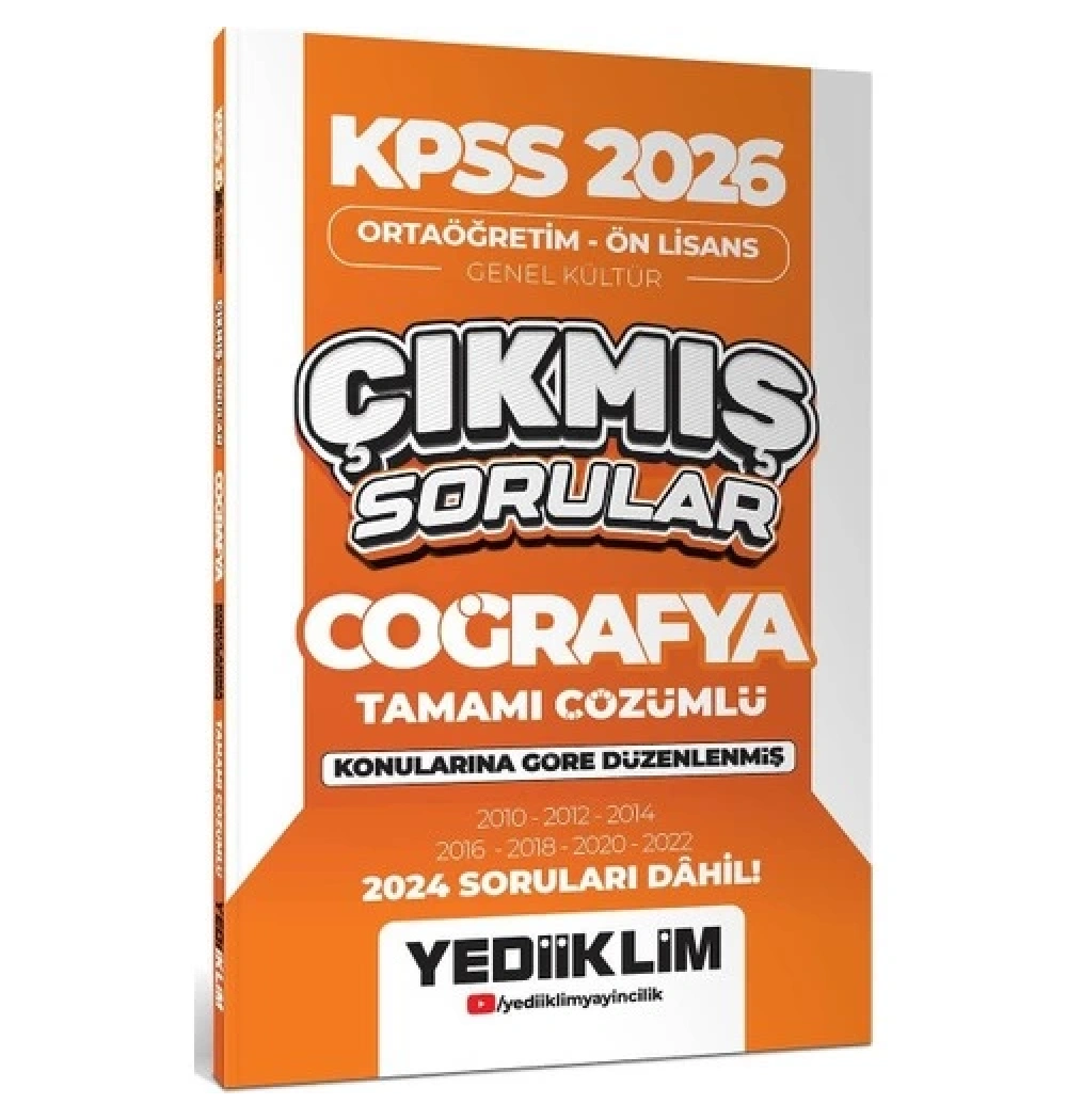 Kpss 2026 Ortaöğretim Önlisans Coğrafya 2010-2024 Çıkmış Sorular Yediiklim