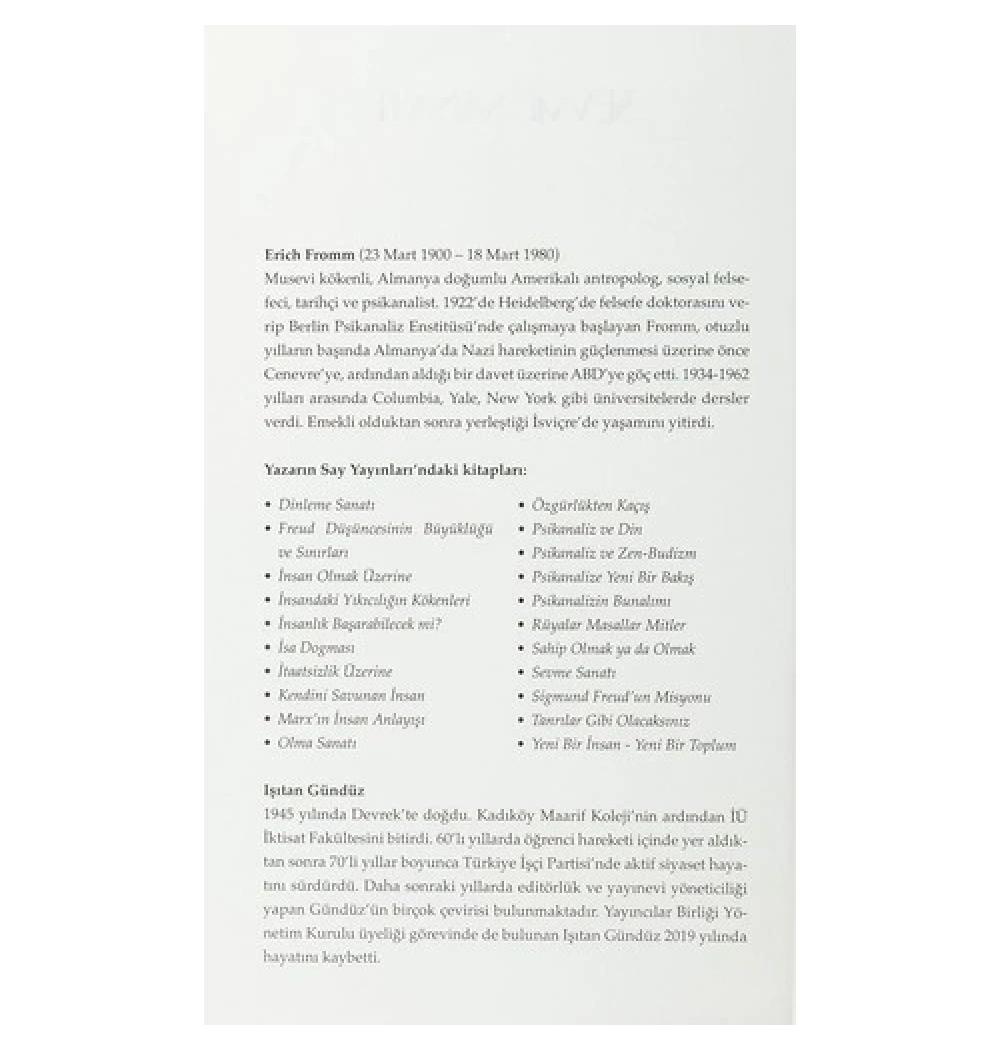 Sevme Sanatı Erıch Fromm Say Yayın