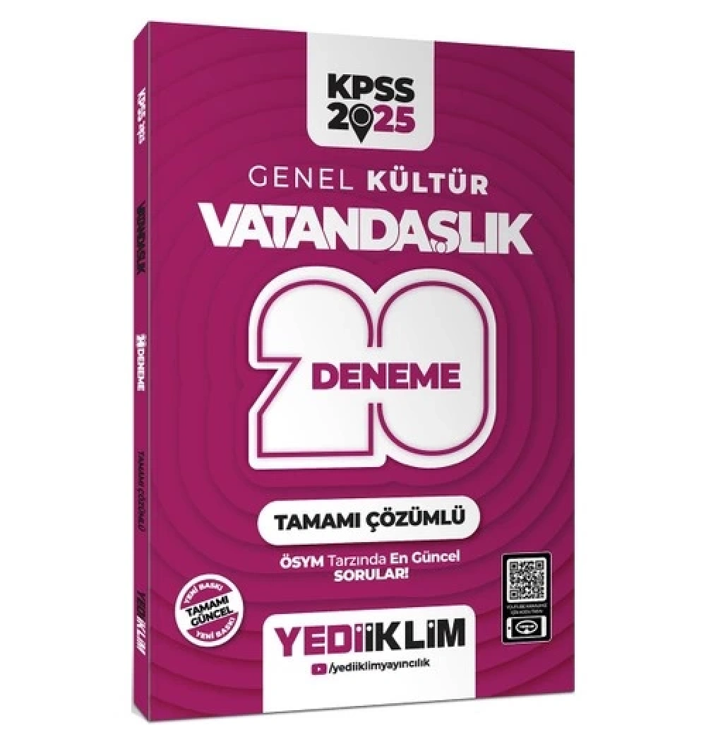 Kpss 2025 Gk Vatandaşlık 20 Çözümlü Deneme  Yediiklim