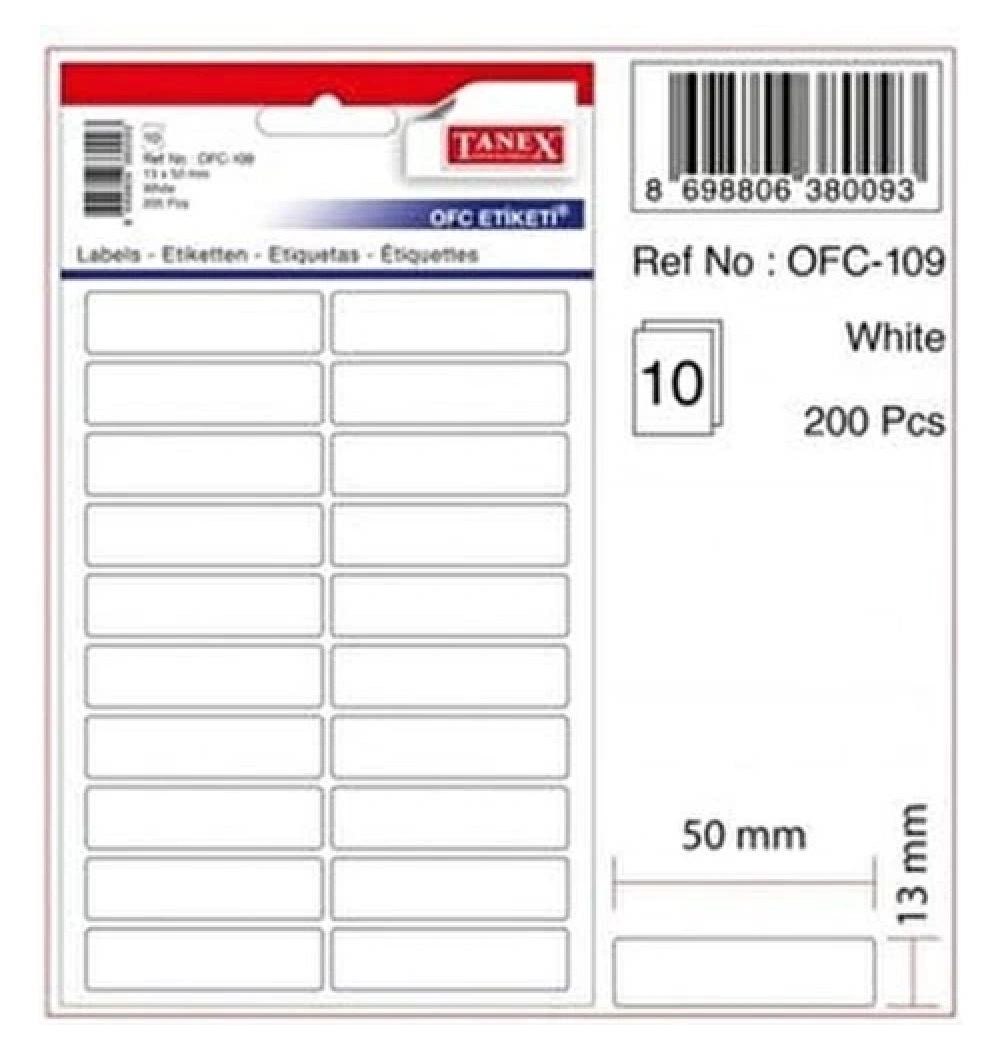 Tanex Ofc-109 Beyaz Ofis Etiketi
