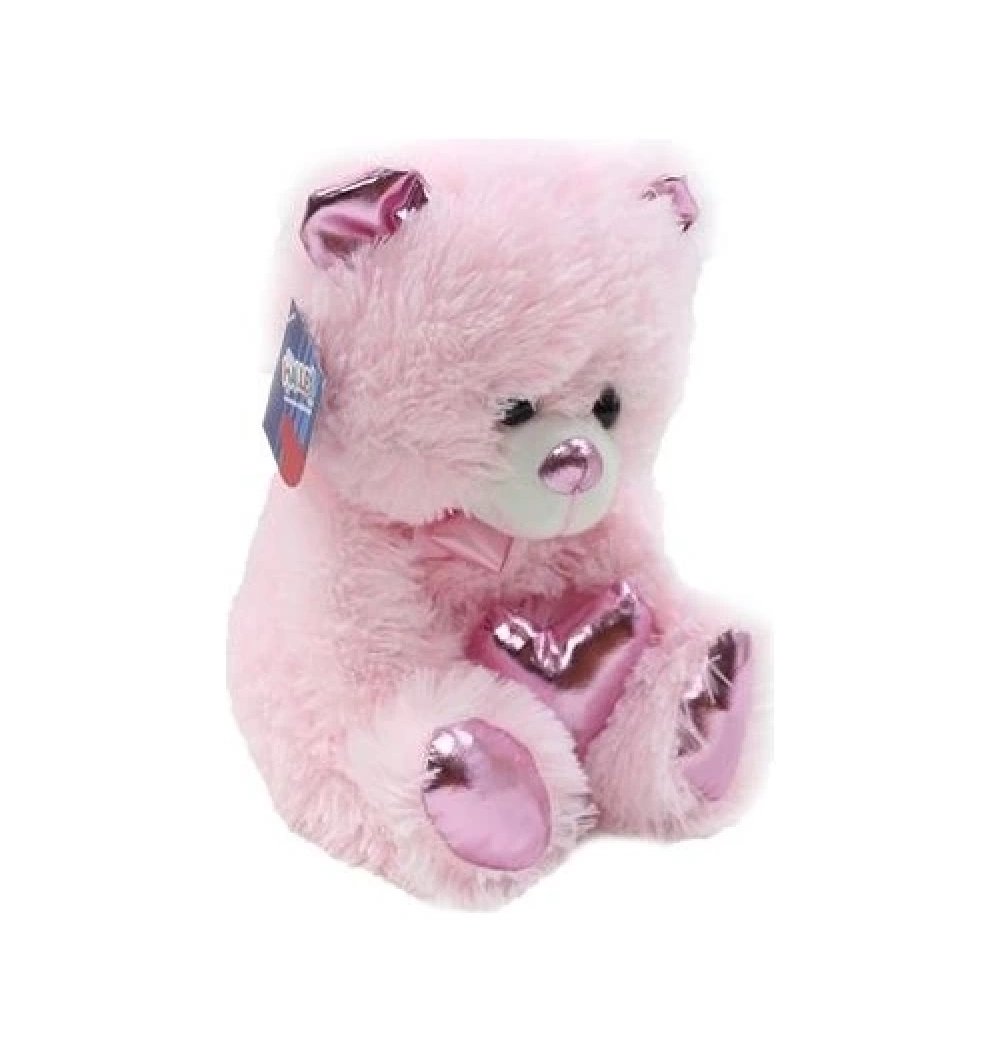 Peluş 30 Cm Parlak Kalpli Ayı
