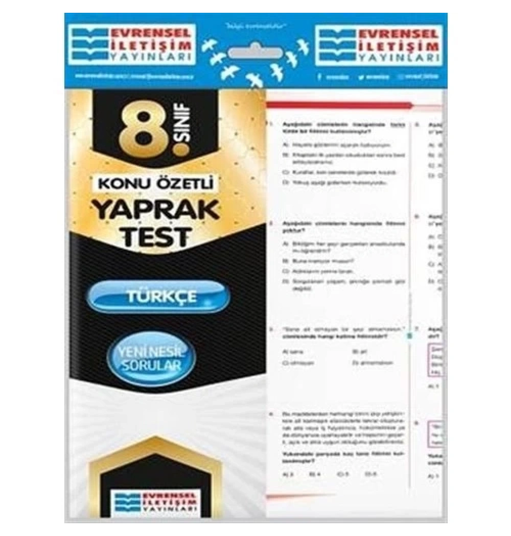 8.Sınıf Türkçe Yaprak Test   Evrensel