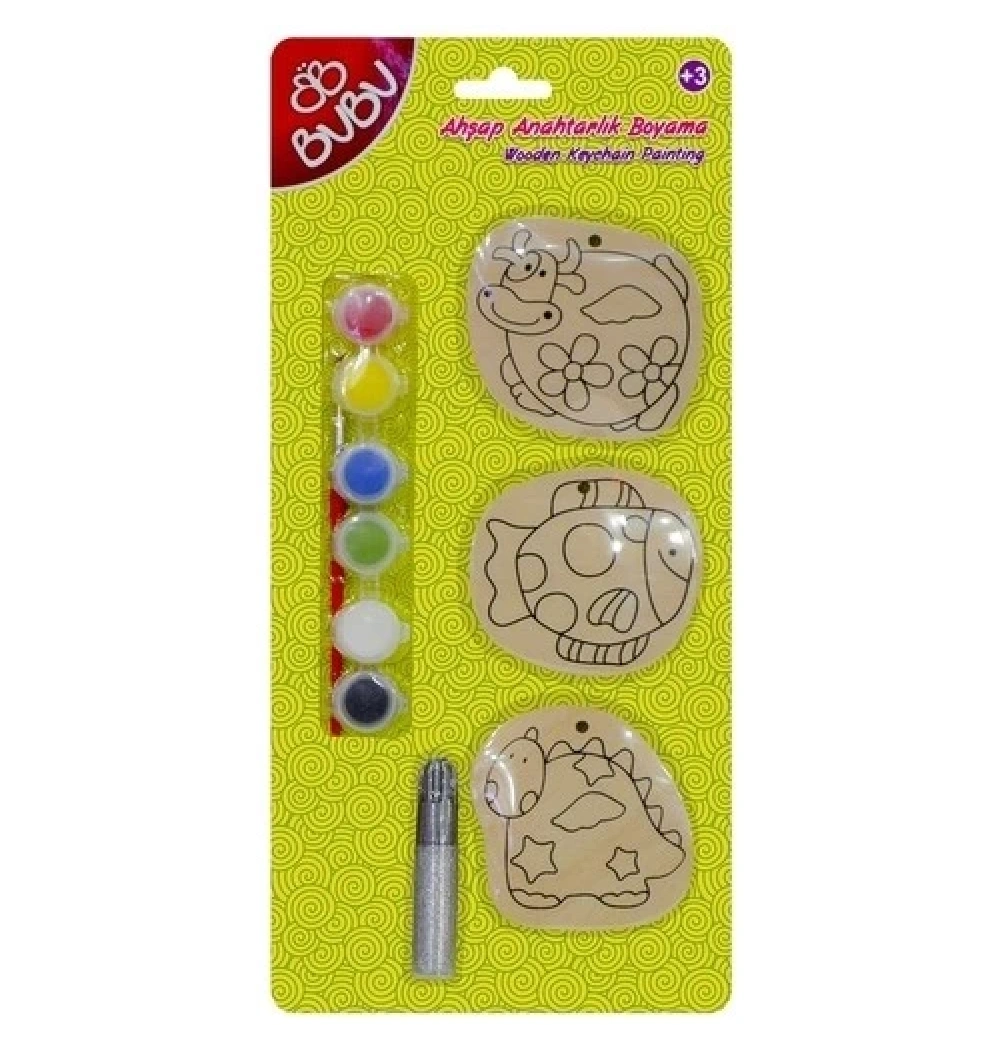 Bu-Bu Ahşap Anahtarlık Boyama Araçlar Set  Kod:Bubu-Ab0029
