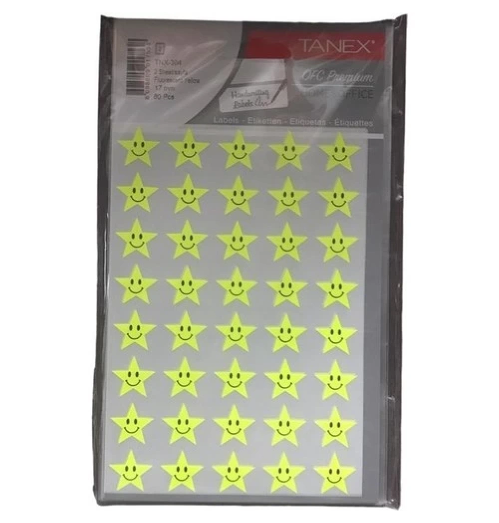 Tanex Tnx-304 Sarı 17 Mm Yıldız Gülenyüz  Etiketi