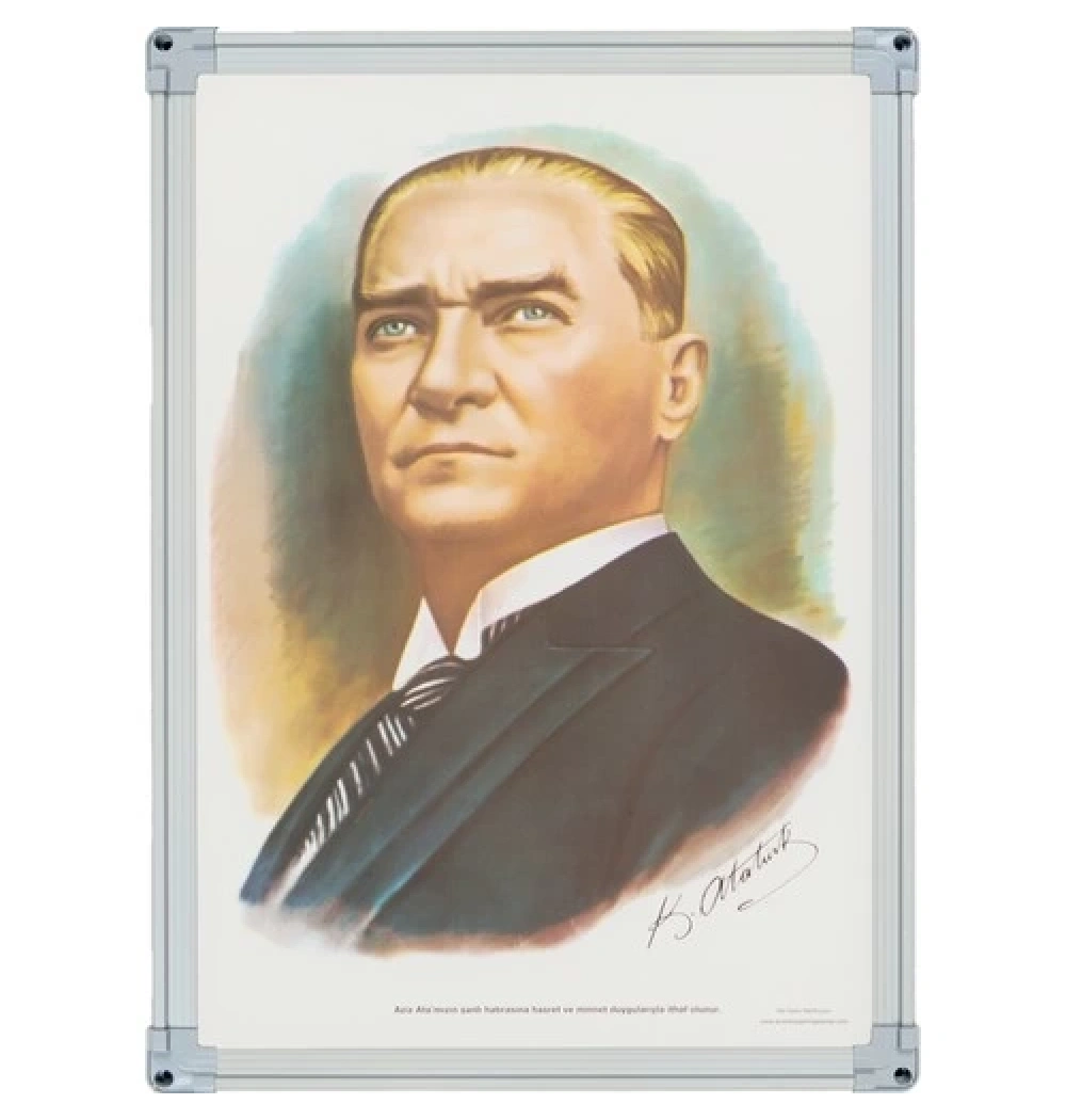 İnter 35X50 Alüminyum Çerçeve Duvara Monte Atatürk Portresi Kod:Int-824-4