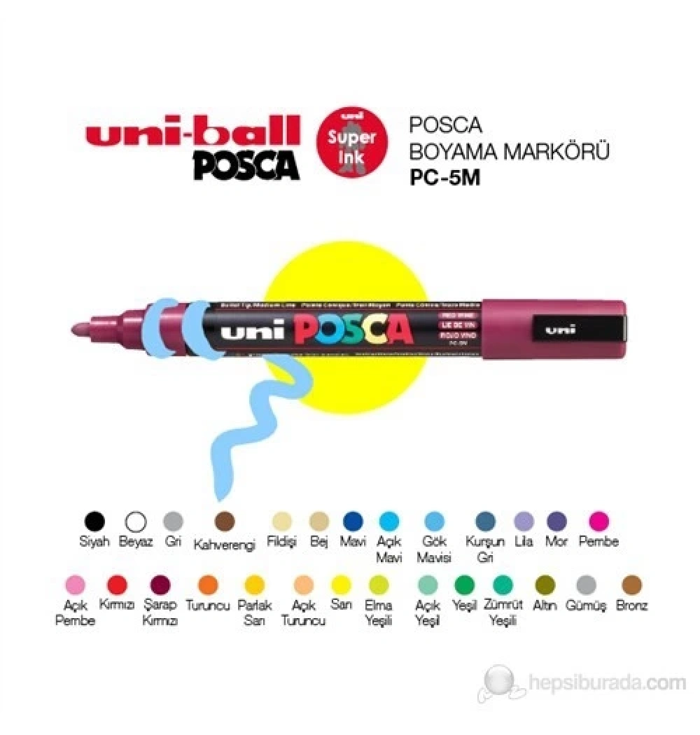 Uni Posca 1.8-2.5 Su Bazlı Poster Markörü Leylak Pc-5M