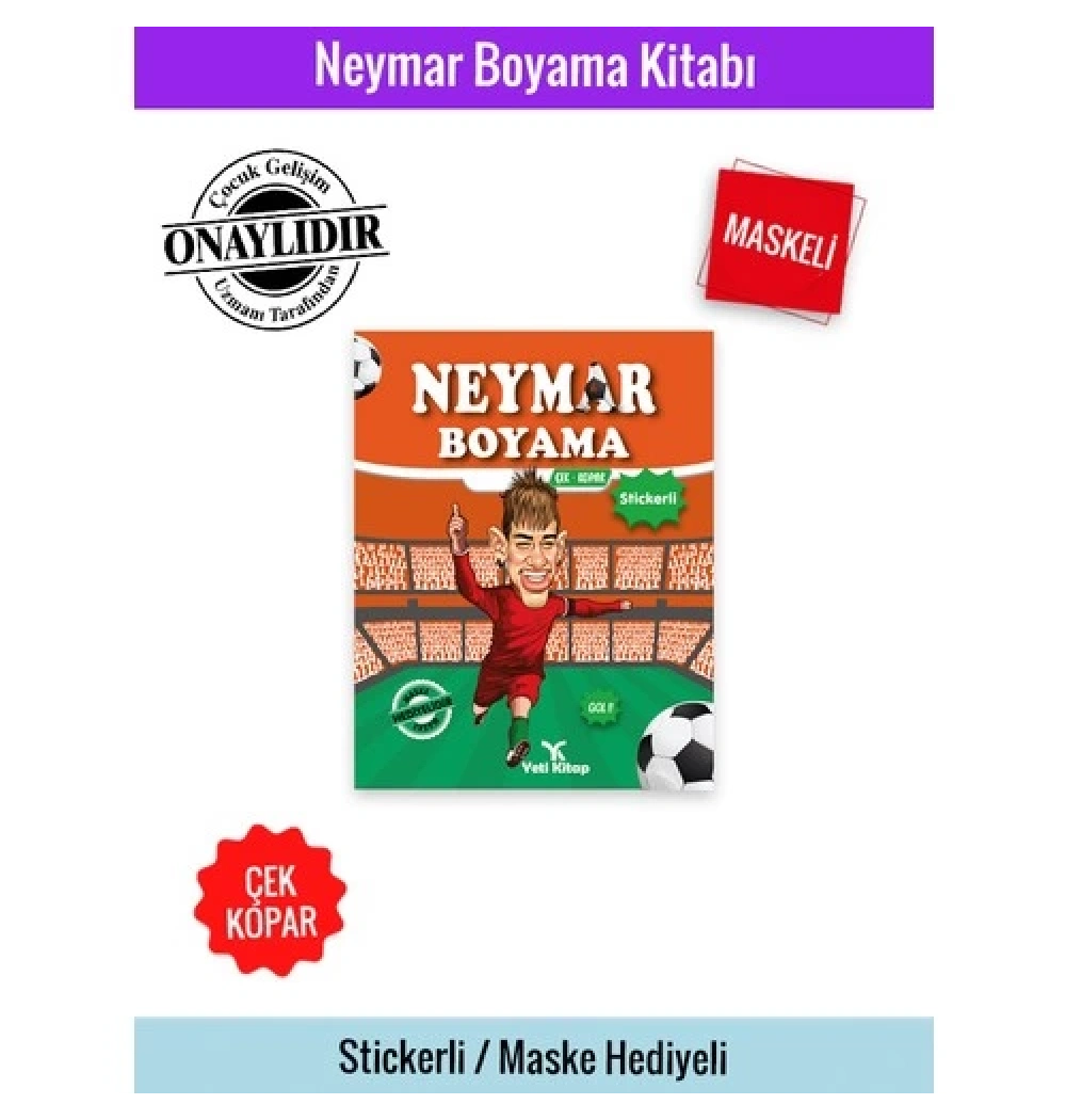Neymar  Stickerli  Maskeli   Boyama  Kitabı   Yeti Kitap
