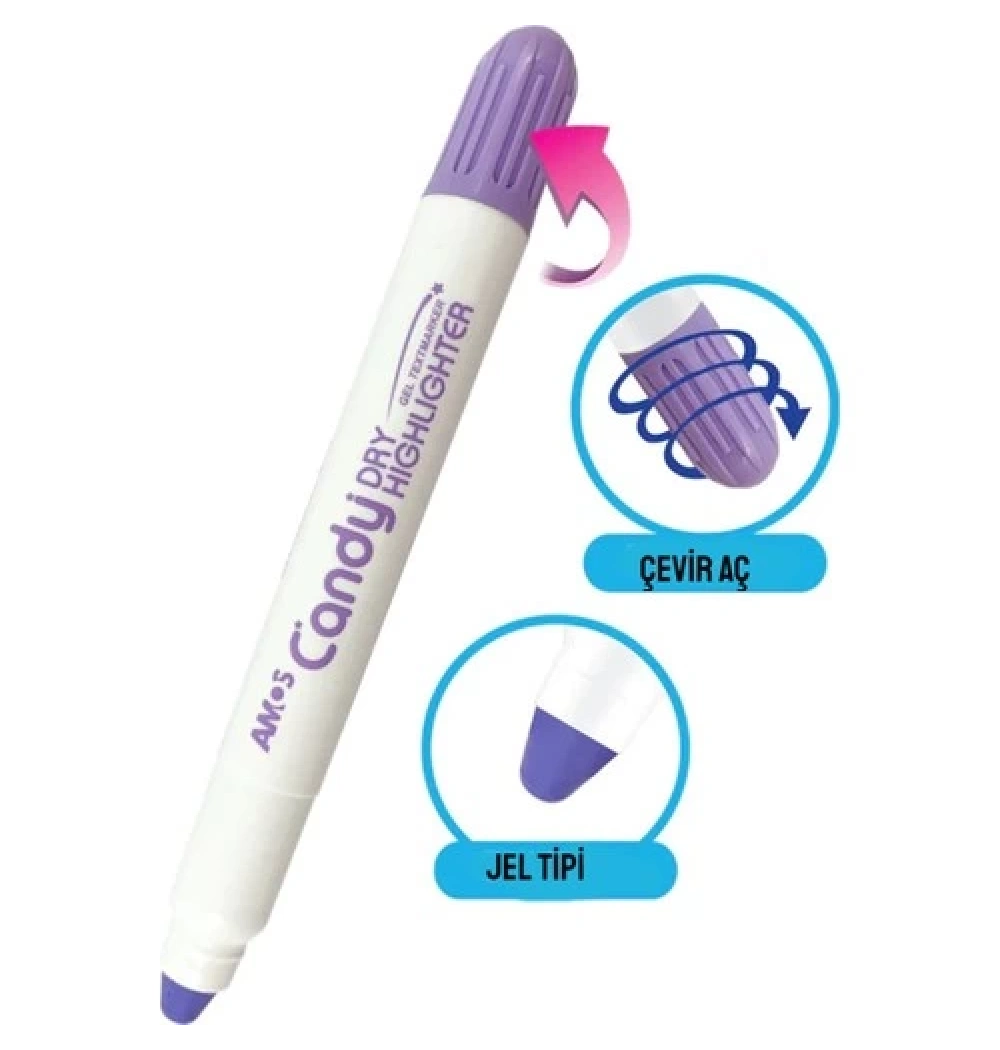 Amos Fosforlu Kalem Jel Dry Pastel Mor