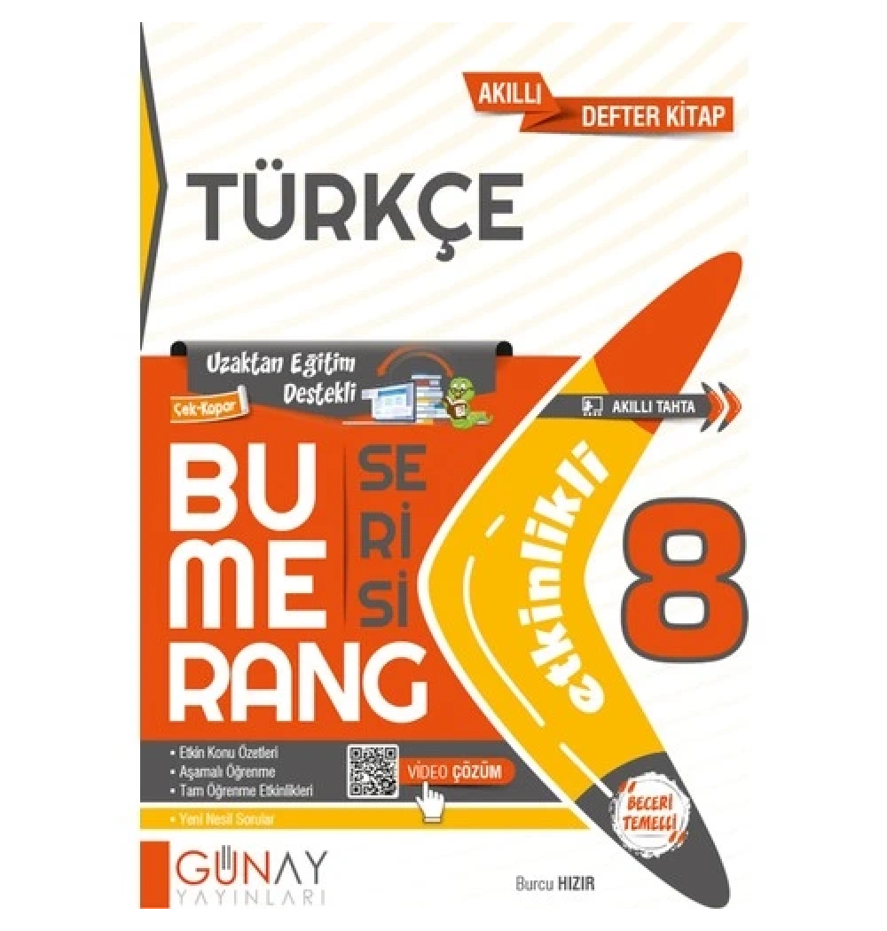 Günay 8.Sınıf Bumerang Türkçe Etkinlikli Akıllı Defter Kitap