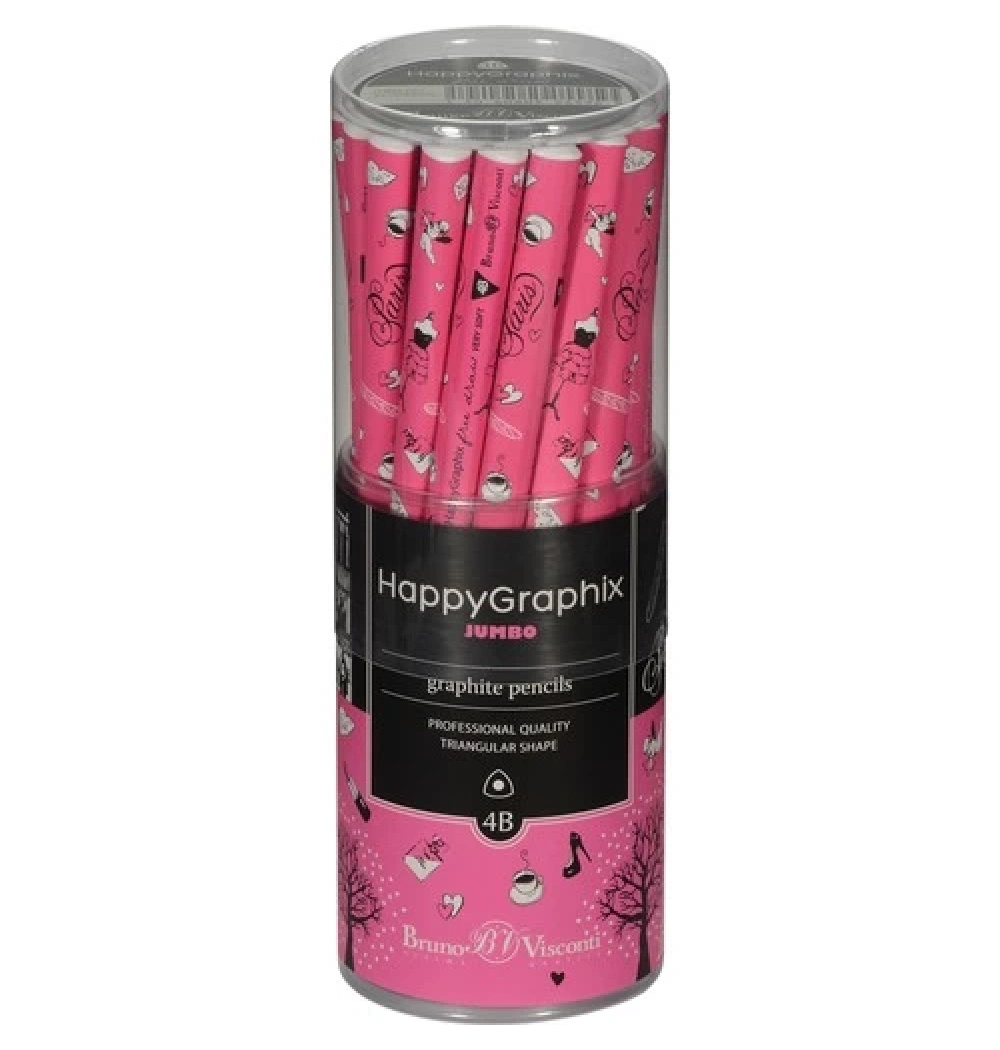 Bruno Visconti Happy Graphıx 4B Üçgen Kurşun Kalem Romantik 21-0062/05