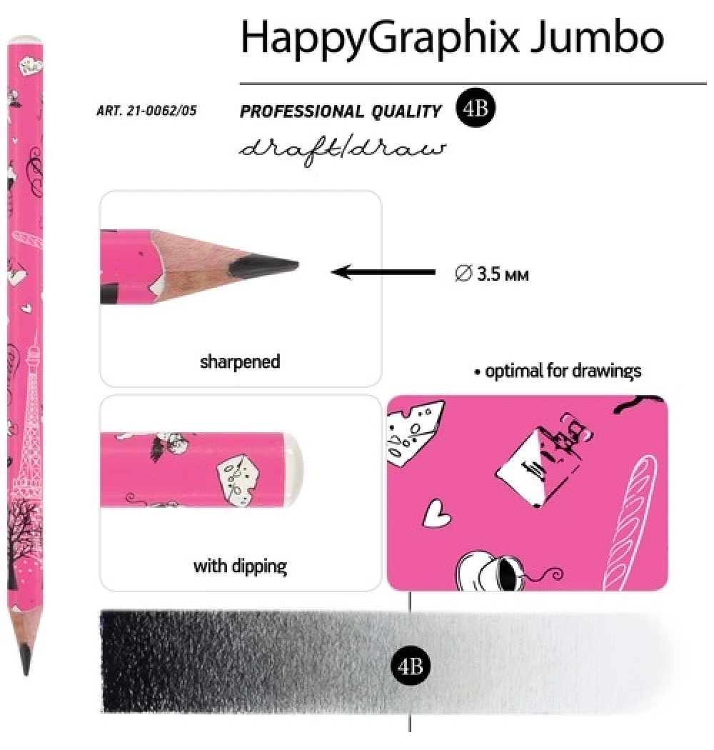 Bruno Visconti Happy Graphıx 4B Üçgen Kurşun Kalem Romantik 21-0062/05